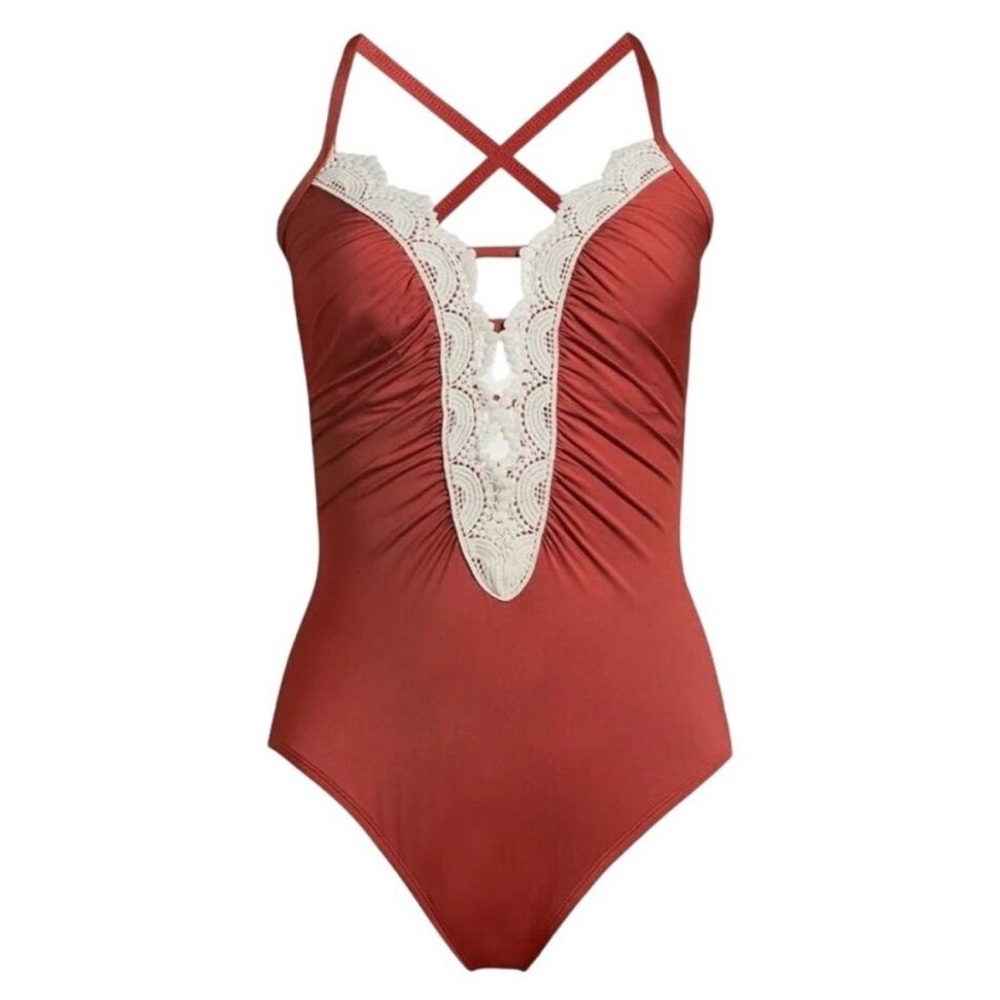 TIME AND TRU 🍊 orange and lace one piece swimsuit